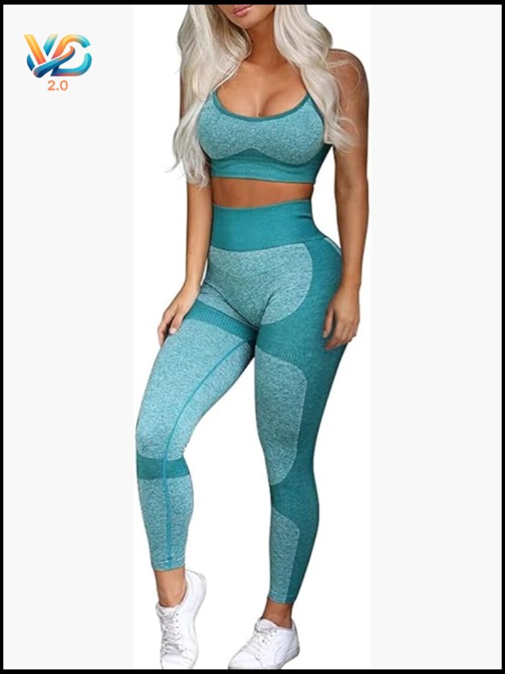 Tummy Control Seamless Yoga Gym Set High Waist Scrunch Leggings Sports Bra